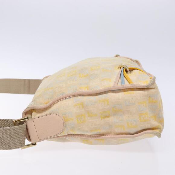 FENDI Zucchino Canvas Shoulder Bag Beige Gold - Picture 5 of 13